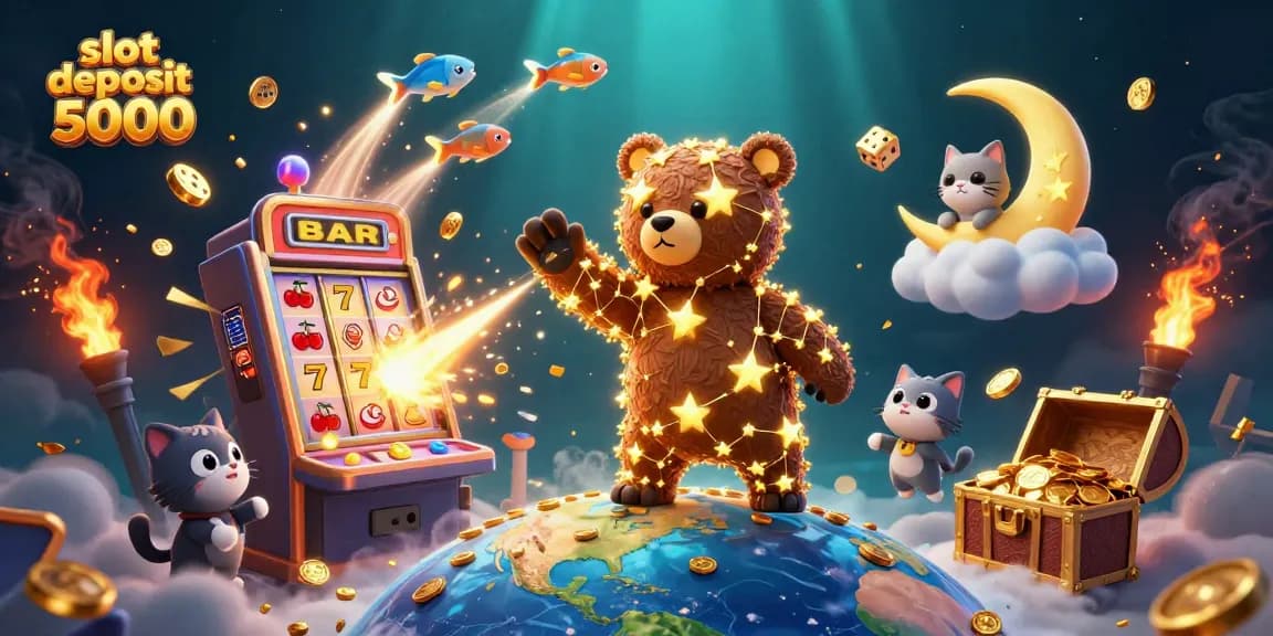 Experience the thrill of slot deposit 5000 with vibrant visuals of winning symbols and dynamic jackpot actions.
