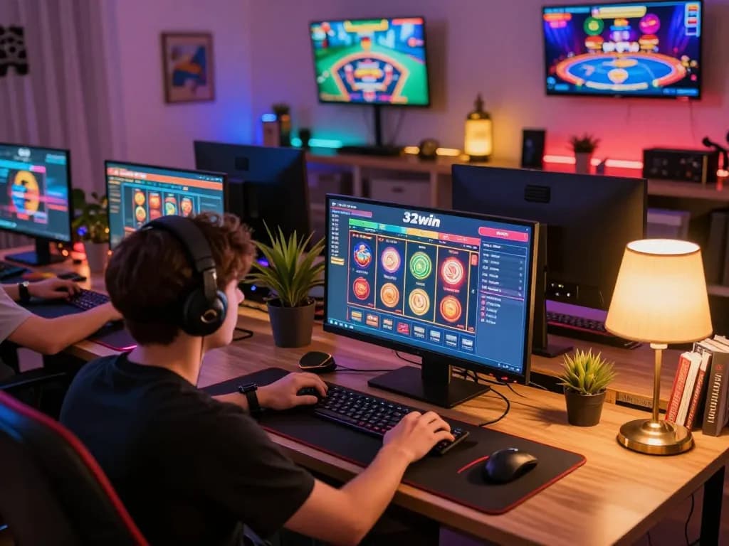 Engaging gameplay at 32win's online slots showcases vibrant gaming atmosphere