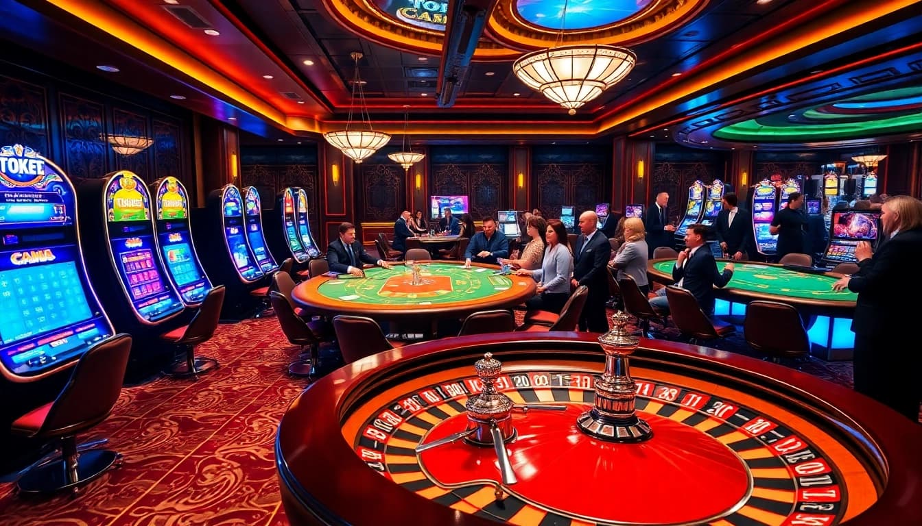 topclub players actively enjoying a thrilling game of poker at a vibrant casino table