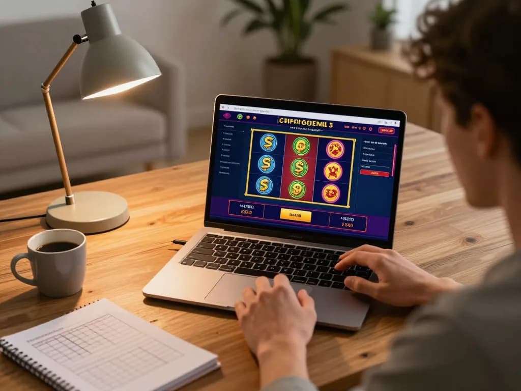 Engaging online gameplay on a crypto gambling site featuring colorful slot reels.