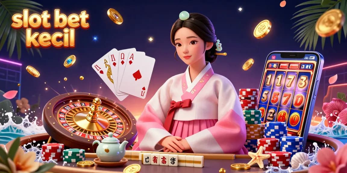 Experience exciting gameplay with slot bet kecil featuring dynamic Asian woman, cascading coins, and roulette.