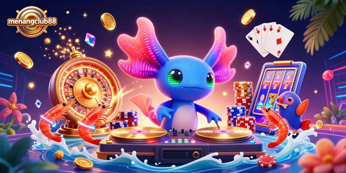 Experience winning at menangclub88 with a vibrant underwater casino scene featuring exciting game elements.