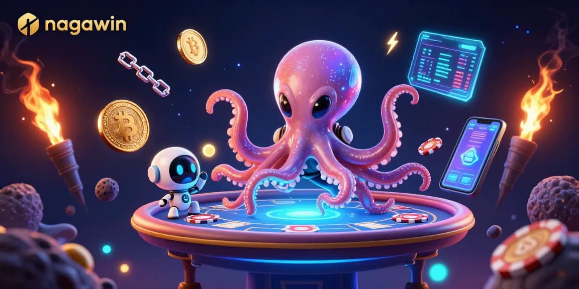 Menangkan permainan di nagawin dengan alien kartun dan robot temannya di meja poker holografis.