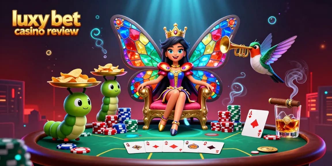 Experience the luxy bet casino review with a dazzling 3D cartoon casino scene and vibrant character interactions.
