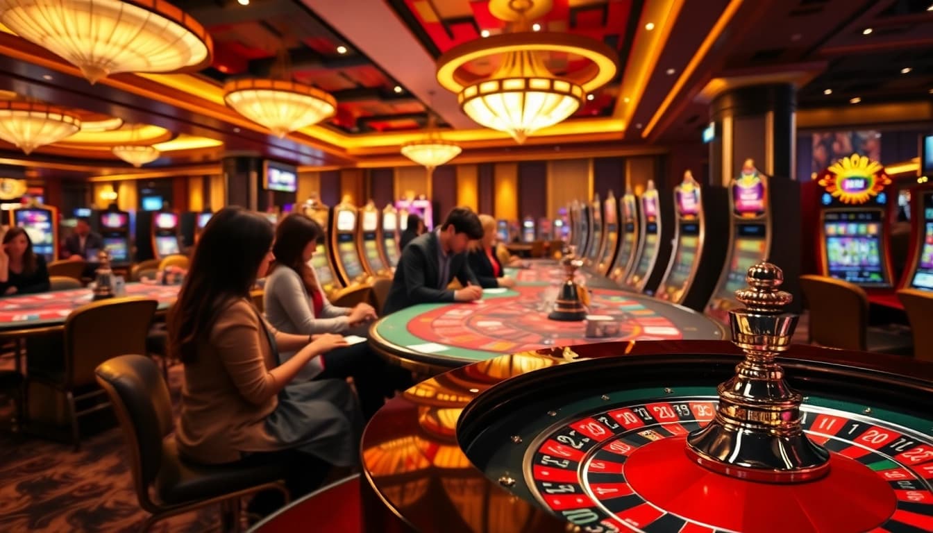 Engage in thrilling casino gameplay at LC88 with vibrant tables and exciting slot machines.
