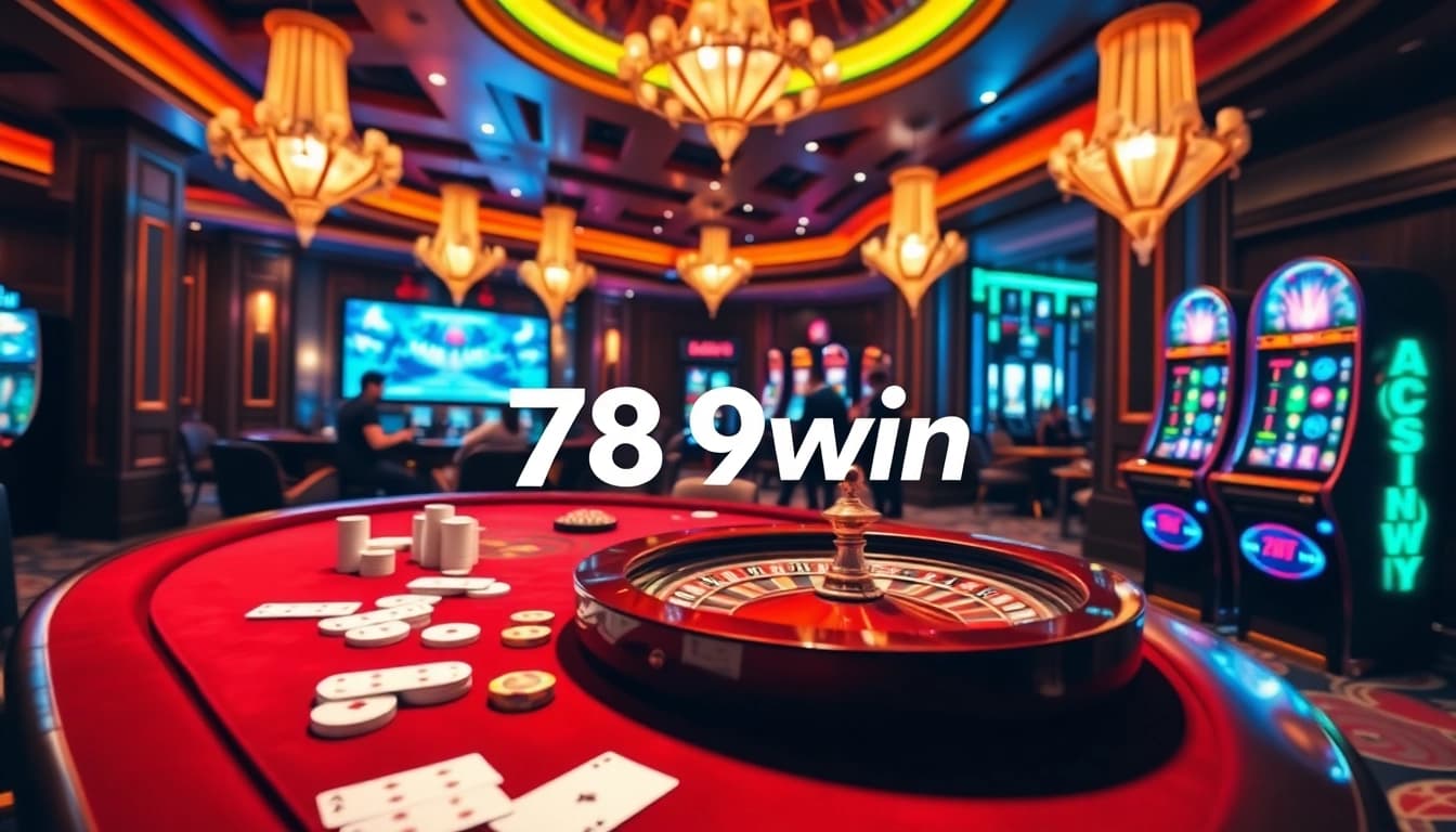 Players engaging at a colorful table in 789win's vibrant casino atmosphere.