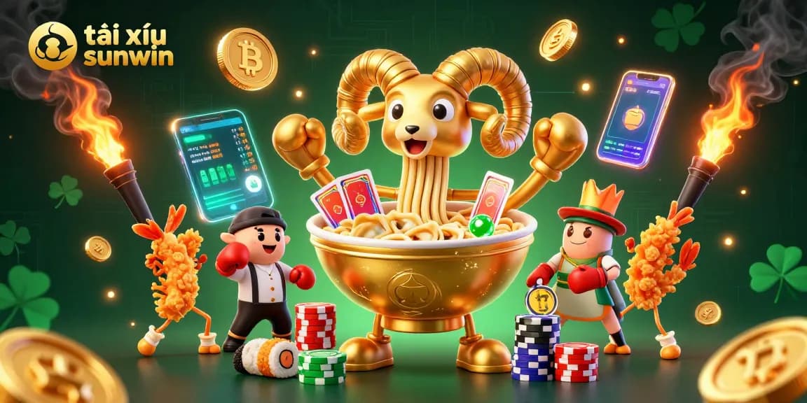 Tài xỉu sunwin brings excitement with cartoon characters engaged in lively casino action, showcasing vibrant 3D gaming elements.