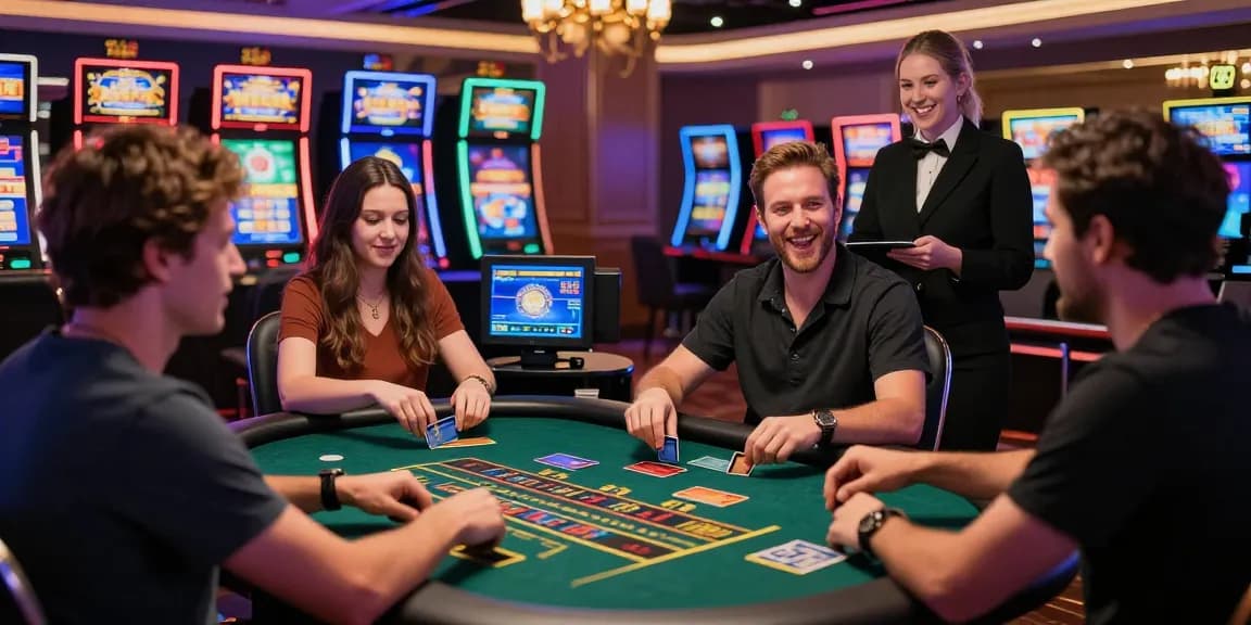 Exciting atmosphere at casinos that accept credit cards with players enjoying various games.