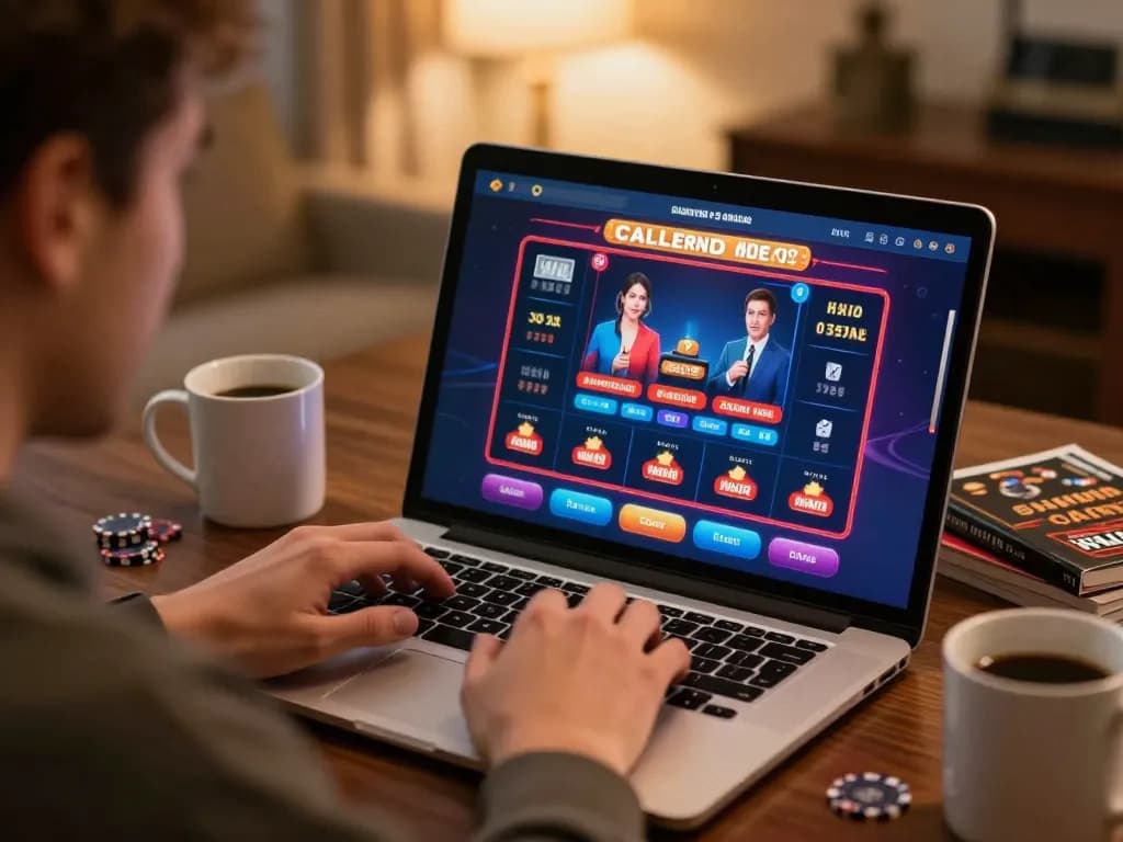 Engaged player exploring online casinos in Canada from home, showcasing strategy and excitement.