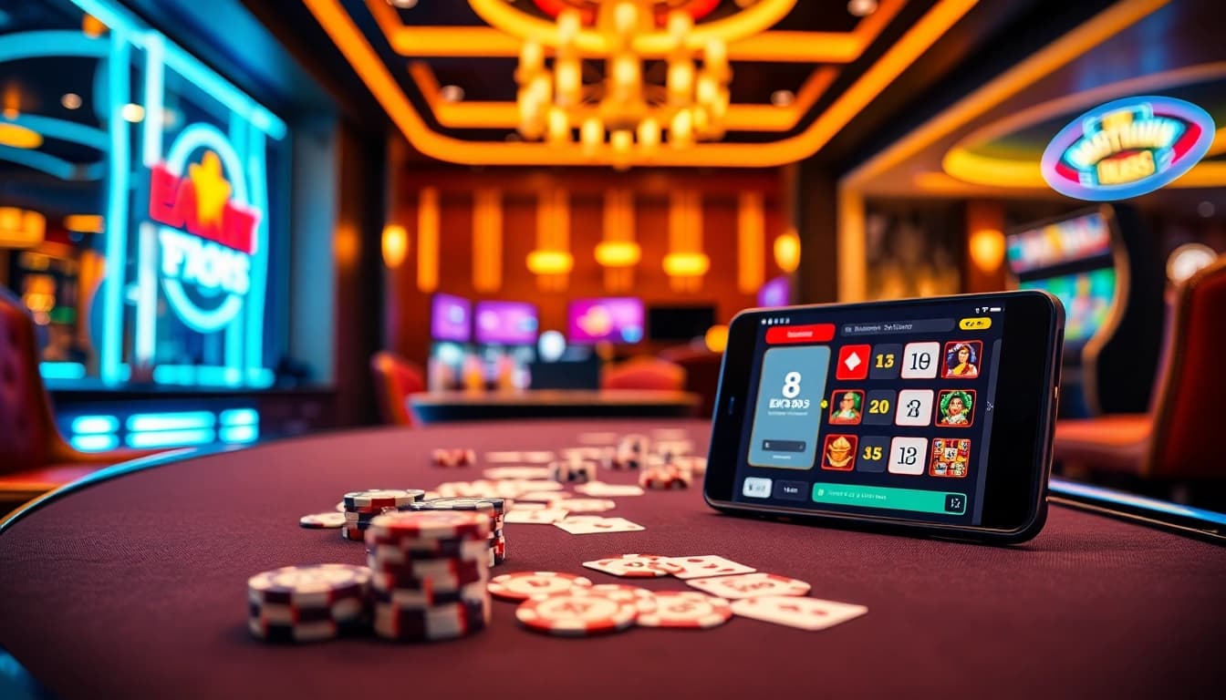 Experience thrilling gameplay at EK333 with vibrant casino tables and online gambling interfaces.