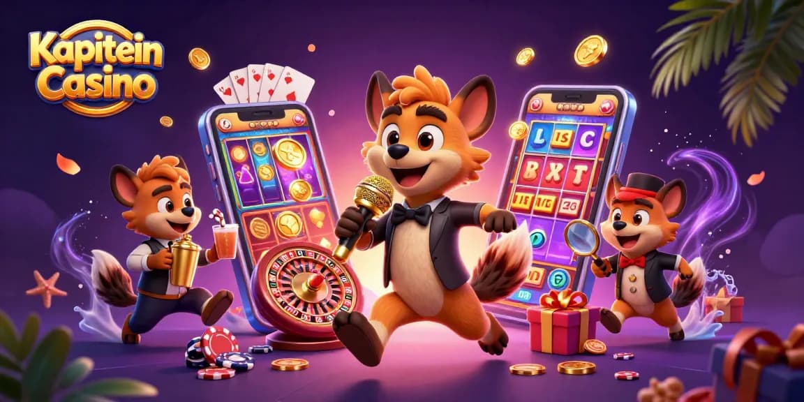 Kapitein Casino menampilkan hyena berkomedi dan elemen permainan kasino yang menarik.