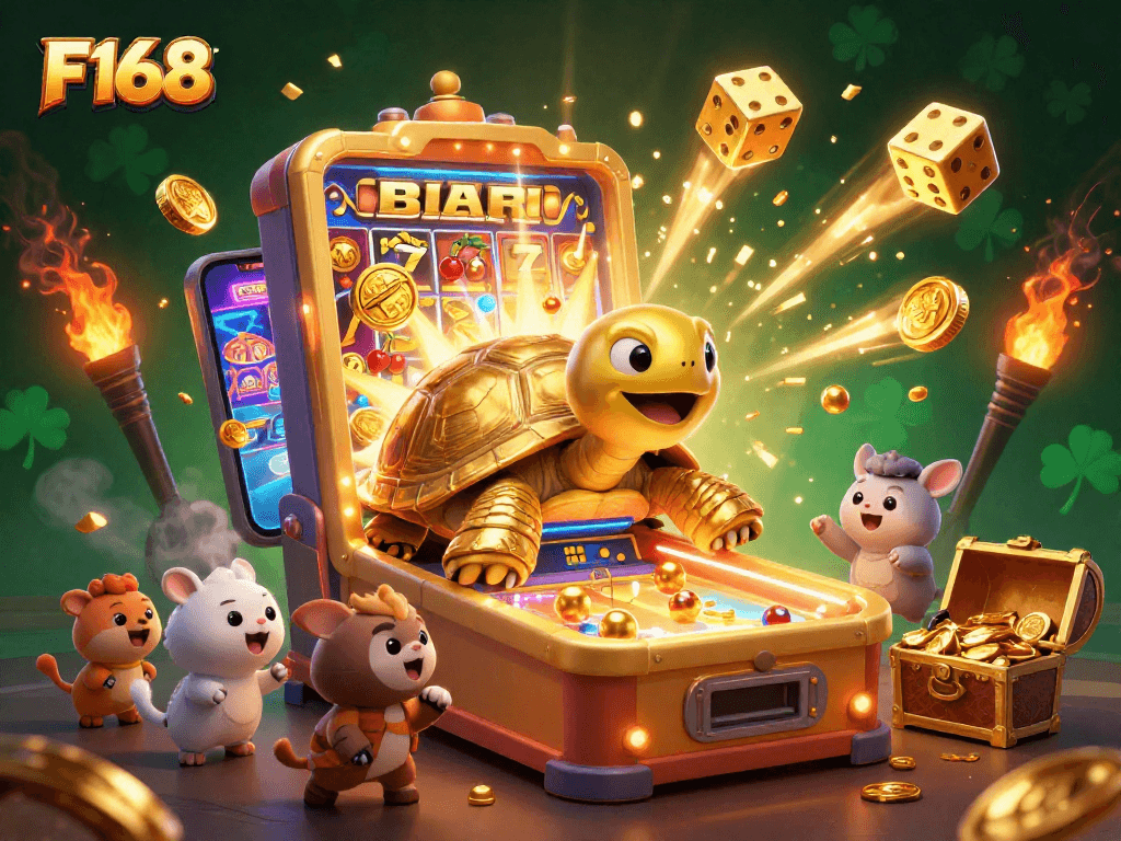 Experience exciting gameplay at F168 with a dynamic 3D casino scene bursting with fun!