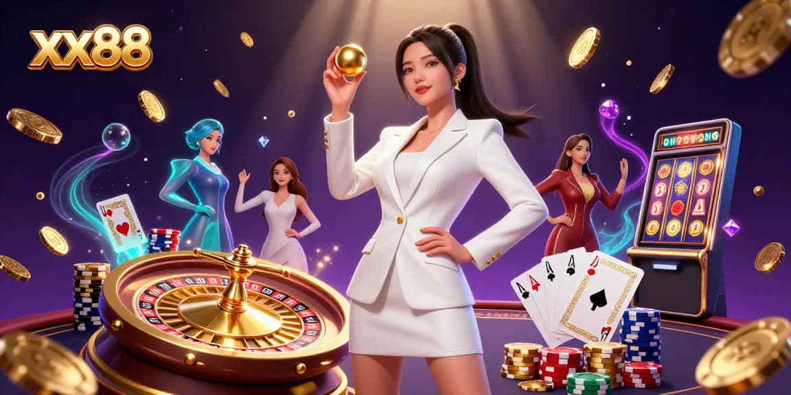 Experience the thrill of xx88 casino games with captivating golden roulette and sparkling gems.
