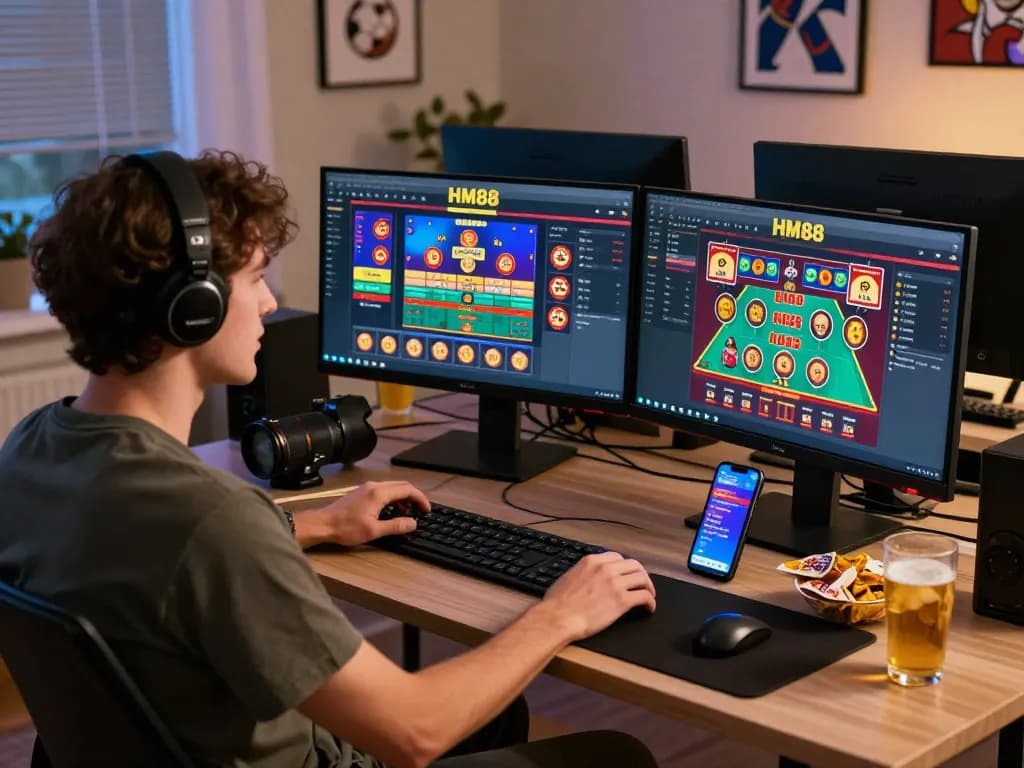 Exciting online gaming experience at HM88 with vibrant casino graphics