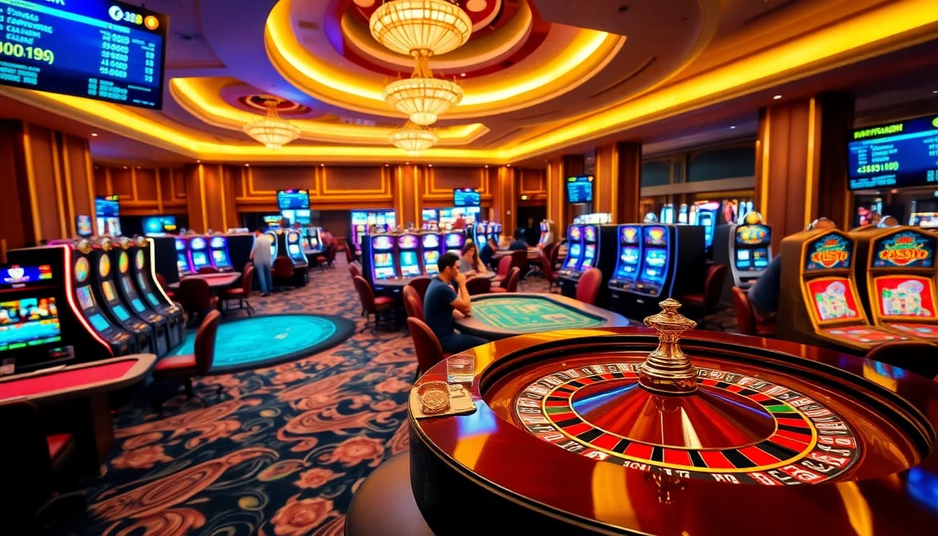 Players enjoying the thrill of gaming at 388bet's luxurious casino environment.