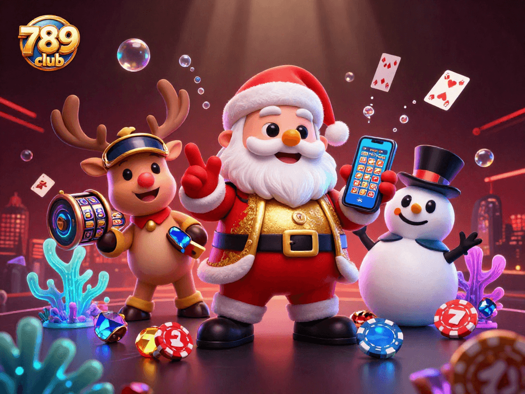 Play with the thrilling 789 club casino experience surrounded by vibrant game elements and festive atmosphere.