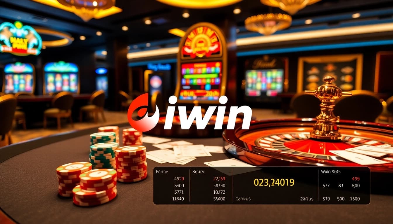 Experience high-stakes gambling action with iwin's exciting casino tables and vibrant poker chips.
