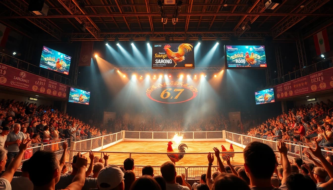 Exciting Sabong 67 live cockfighting event with vibrant atmosphere and clear video displays.