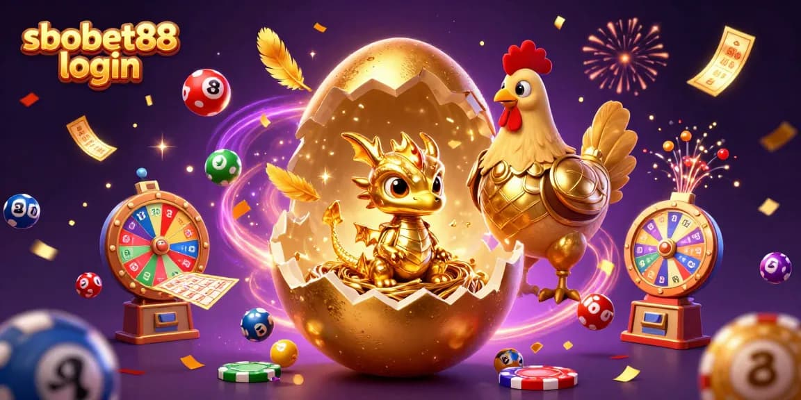 Experience thrilling sbobet88 login action with colorful gambling elements and golden characters!