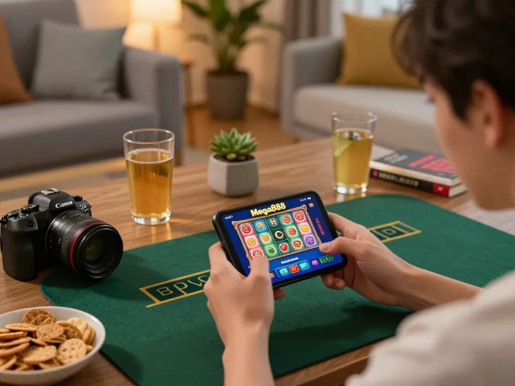Mega888 download on mobile device for engaging online gaming experience at home.
