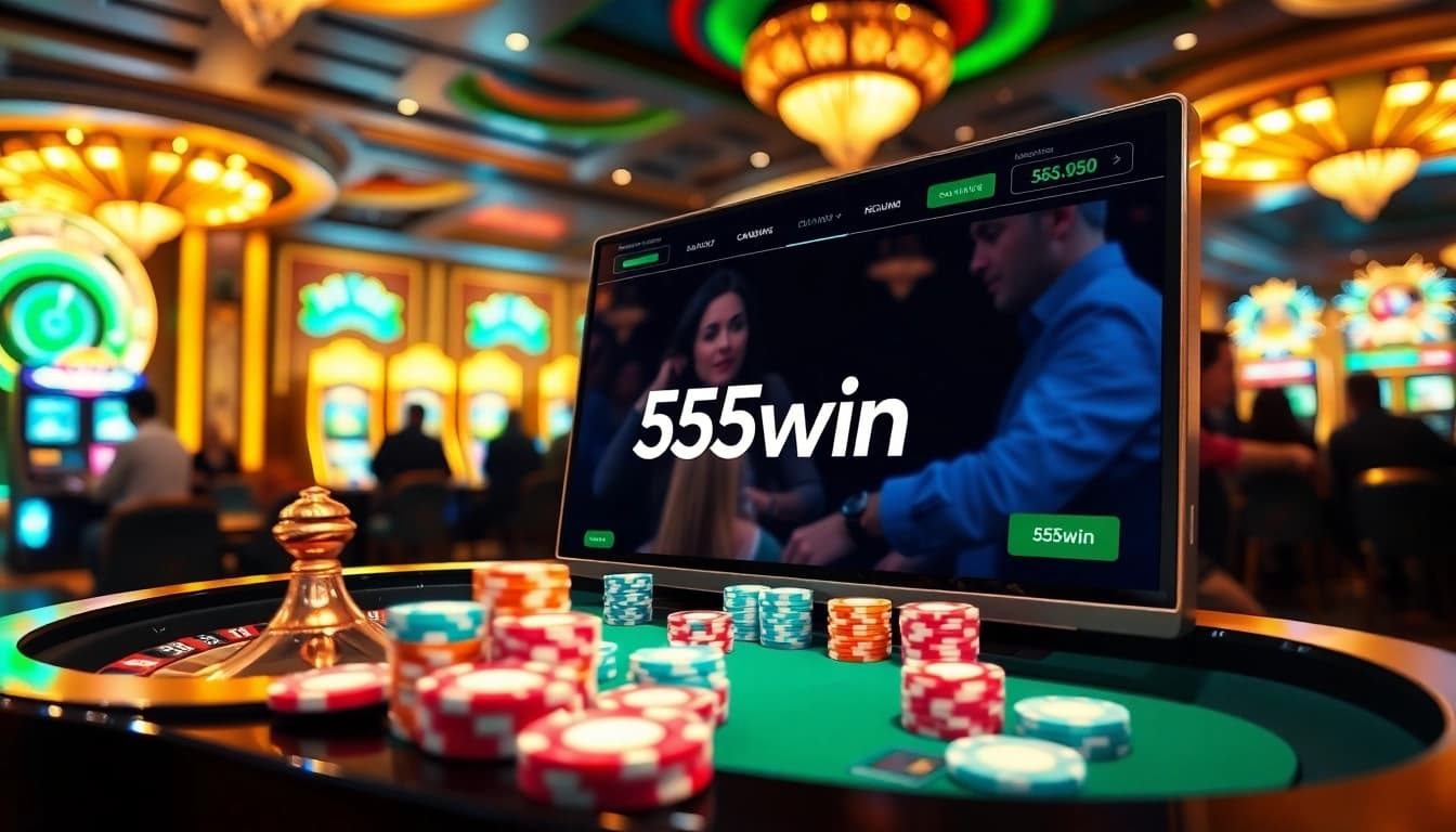 Players enjoying an engaging 555win online gambling experience in a vibrant casino setting.