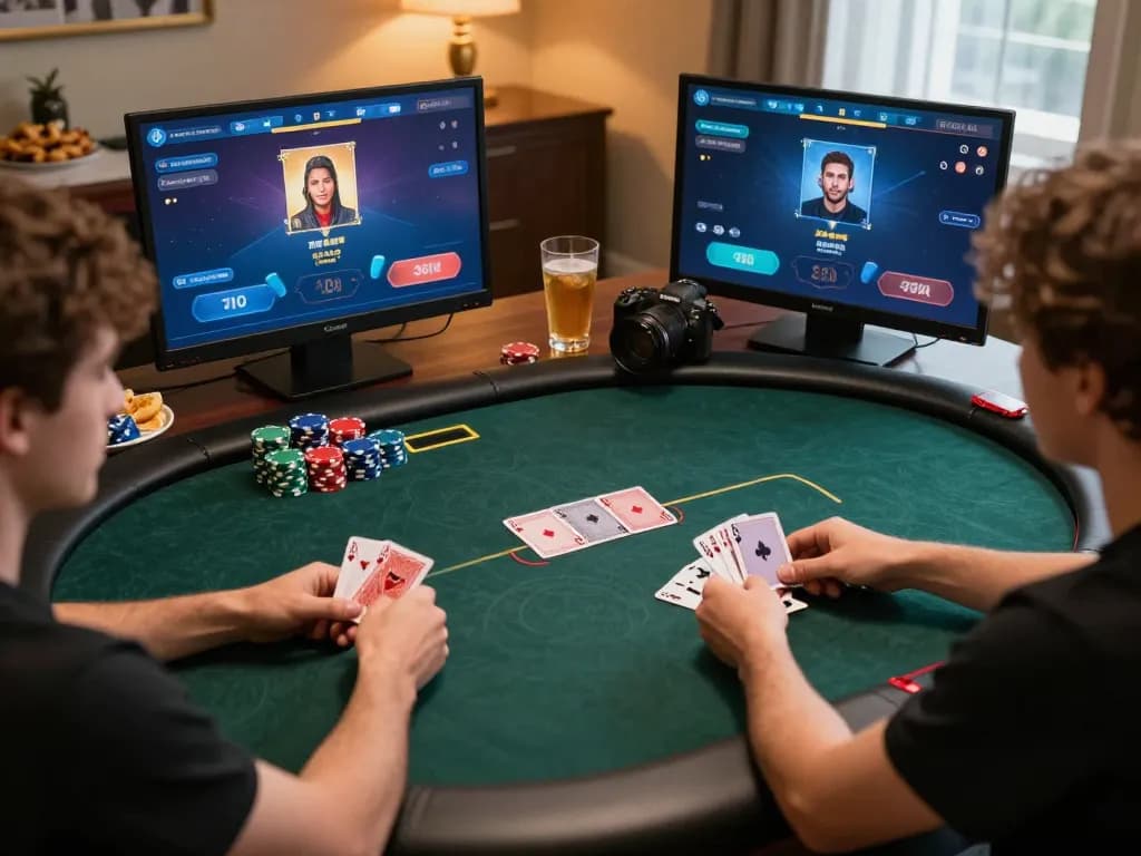 Players enjoying a thrilling vipwin online poker game, showcasing strategic gameplay and warm atmosphere.