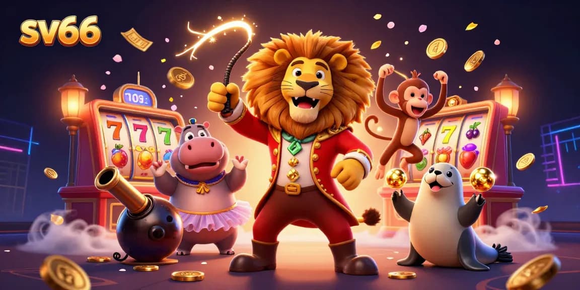 Engage with sv66’s vibrant carnival-themed casino illustration showcasing thrilling games and excitement.