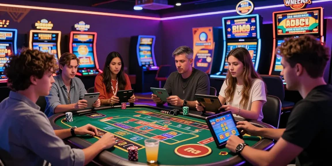 Exciting gameplay at credit card casinos on https://chps.org.uk with players enjoying bonuses and vibrant atmosphere.