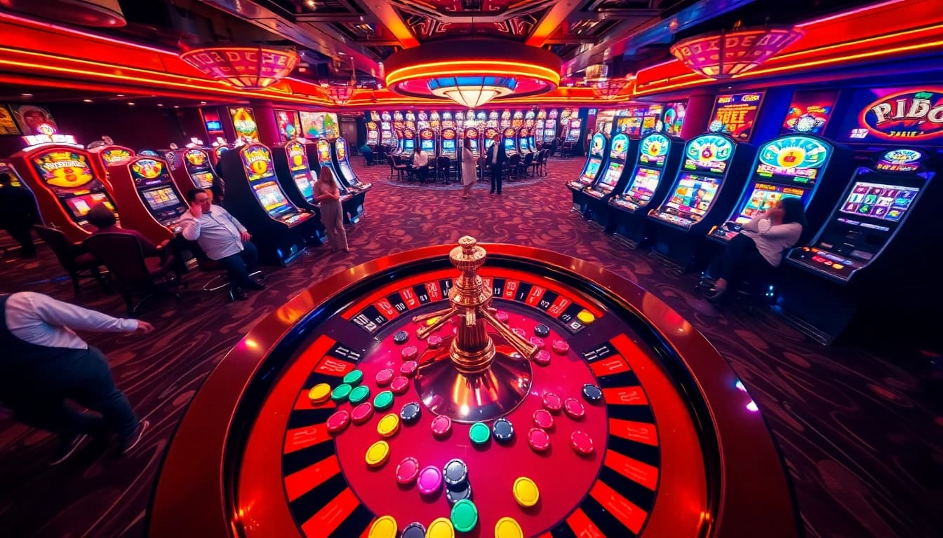 Players enjoying a thrilling game at King88's vibrant casino atmosphere.