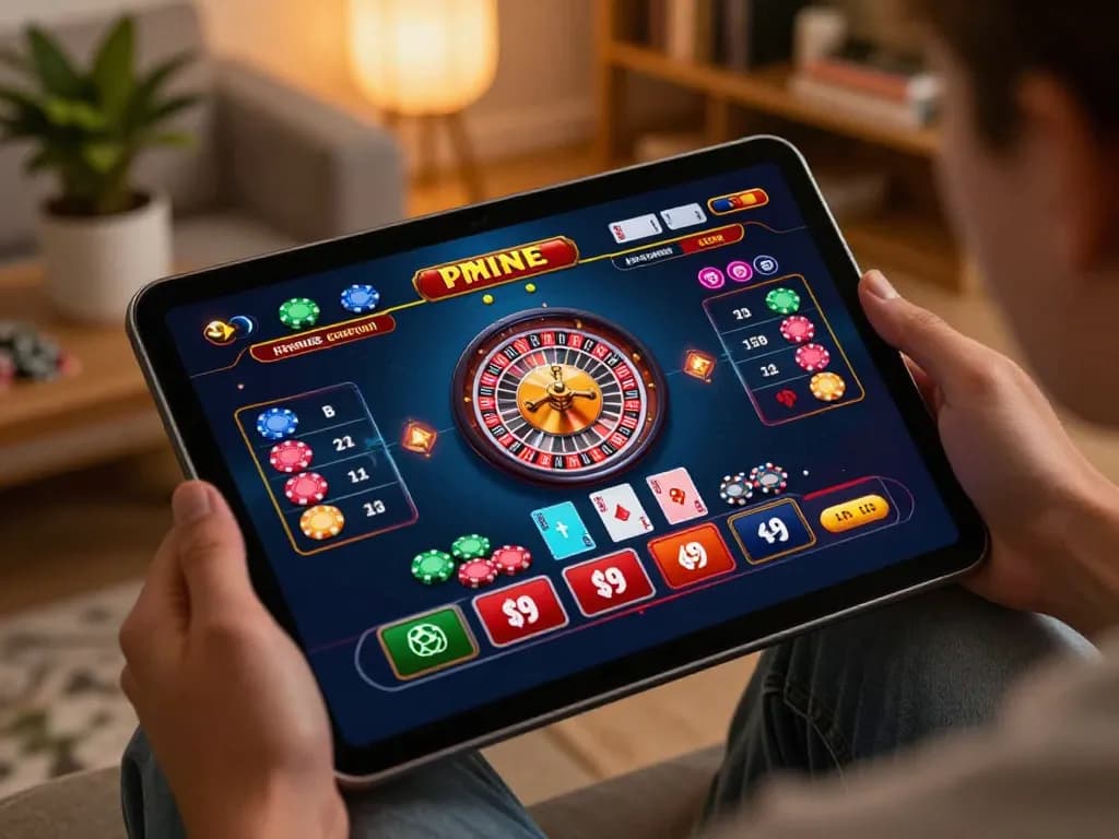 Player engaging with sc88 online casino app on a tablet, showcasing roulette gameplay.
