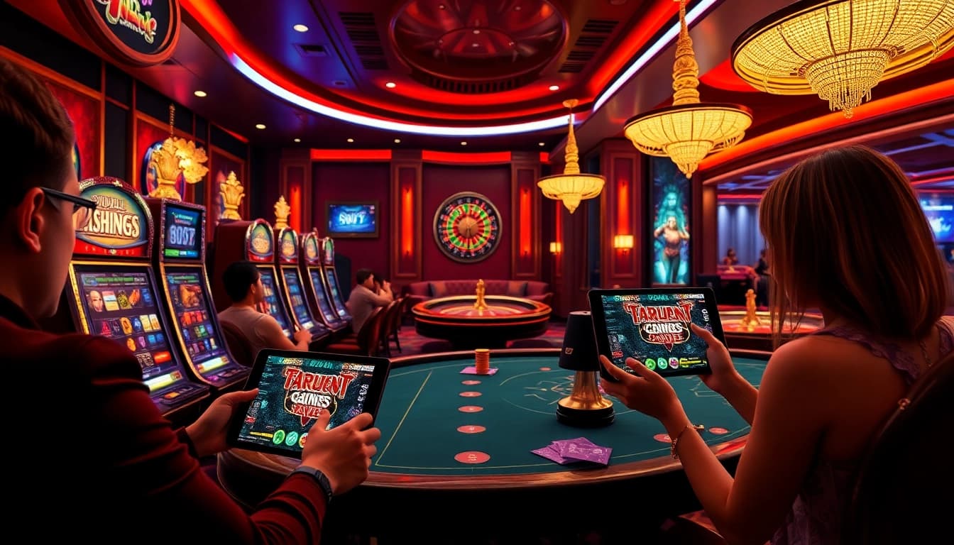 Engaging visual of players enjoying a sex game in a luxurious casino setting, highlighting excitement.