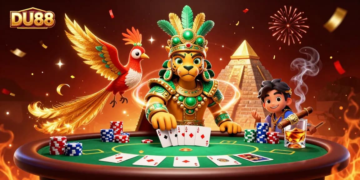Join the excitement at DU88, with vibrant poker action and celebratory scenes.