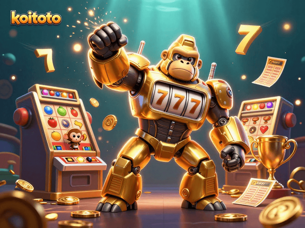 Koitoto mengeluarkan kemenangan tinggi dari mesin slot yang diproduksi oleh gorila emas futuristik yang penuh aksi