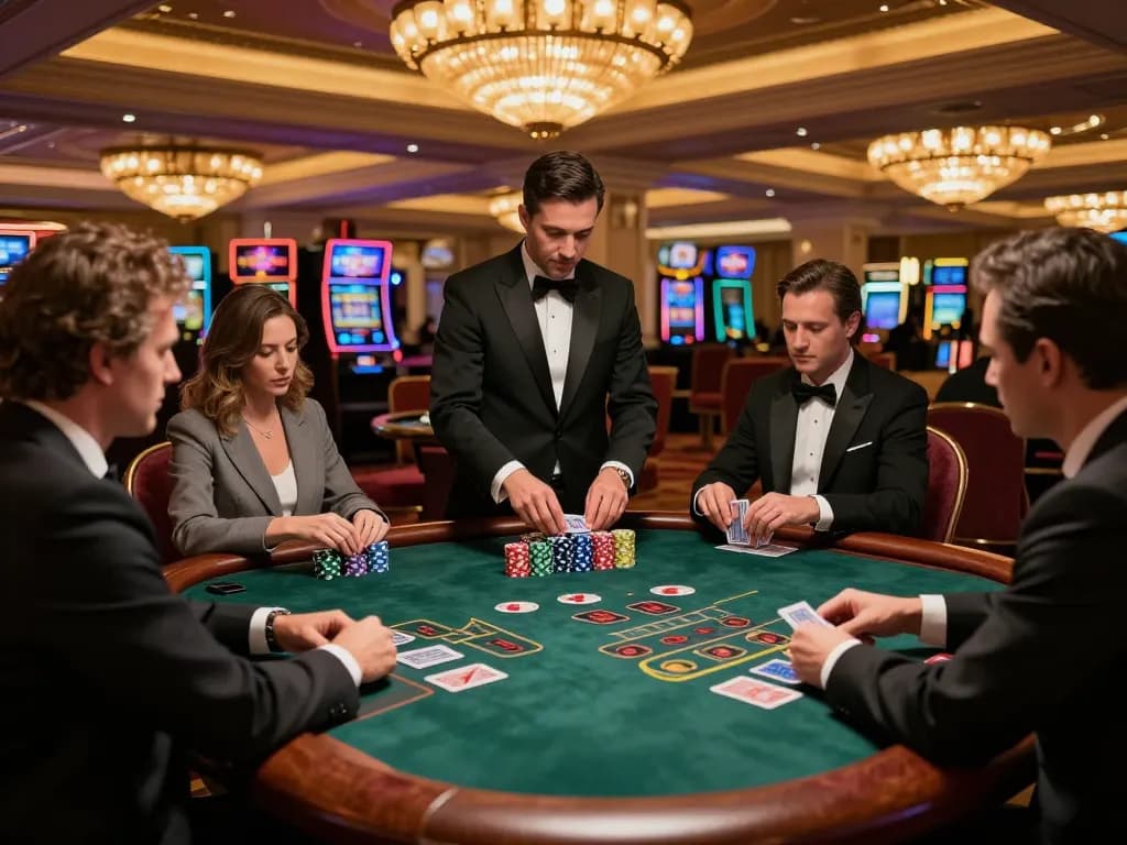 Betting at the blackjack table in a luxurious casino setting featuring the keyword 5679 for strategic gameplay.