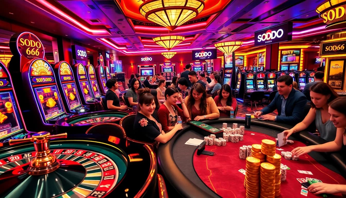 SODO66 thrills players at a captivating casino with vibrant gaming tables and excitement.