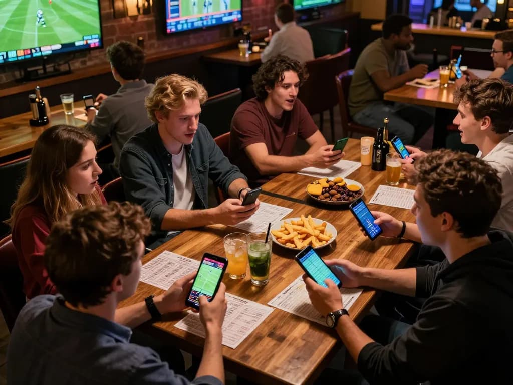 Cakhiatv users enjoying live sports betting in a lively atmosphere with friends gathered around screens.