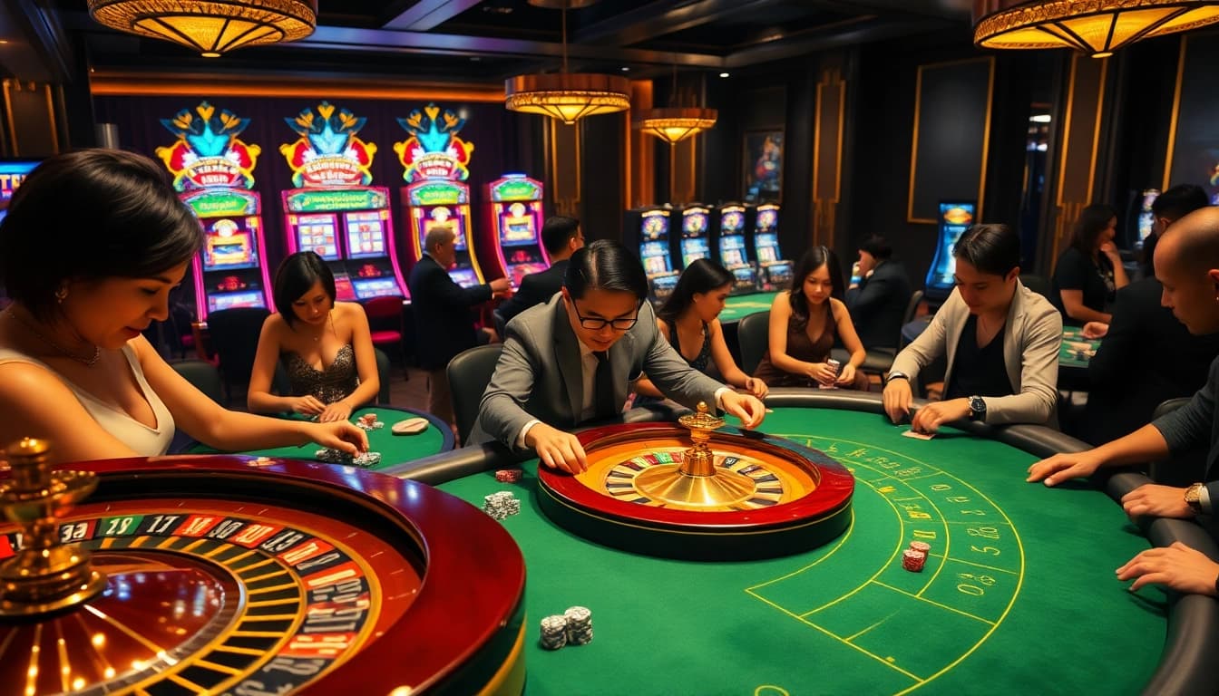 Experience the excitement of B52club as players engage in thrilling table games and slots.
