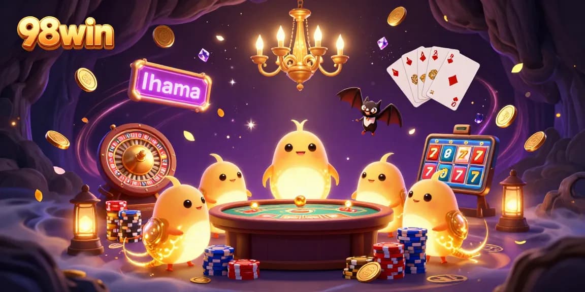 Experience thrilling gameplay at 98win with luminous casino elements lighting up the action.