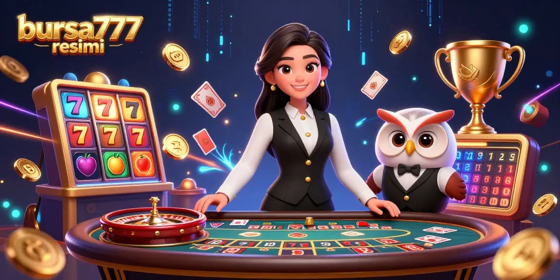 Engage with bursa777 resmi's lively slots scene, featuring a charming dealer and exciting game elements.