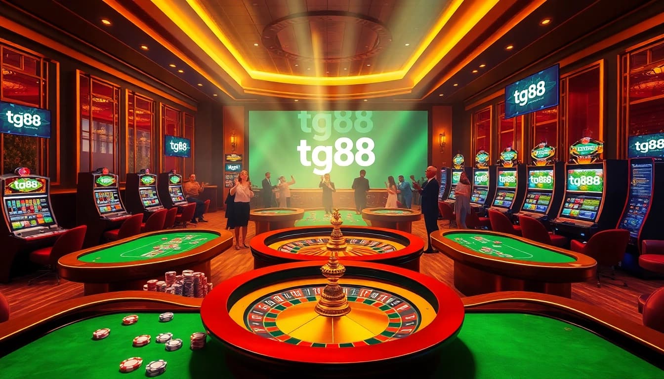 Experience thrilling online gaming at tg88 with vibrant casino tables and exciting slot machines.