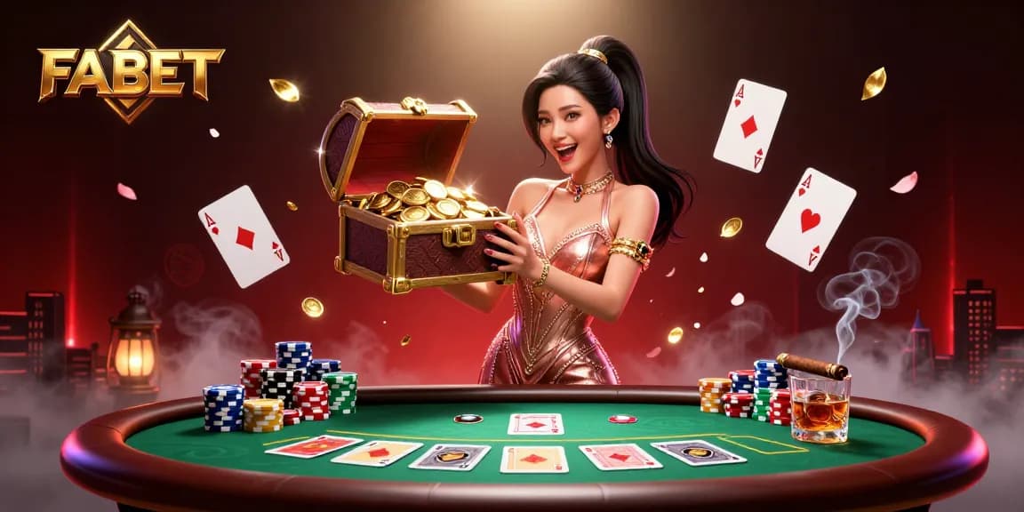 Experience the thrill of FA BET with a dazzling treasure chest of gold, poker chips, and exciting gameplay.