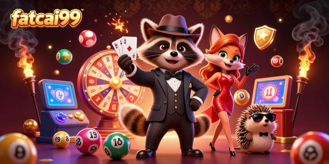 Experience the excitement of fatcai99 lottery games with a dynamic scene featuring engaging characters and vibrant elements.