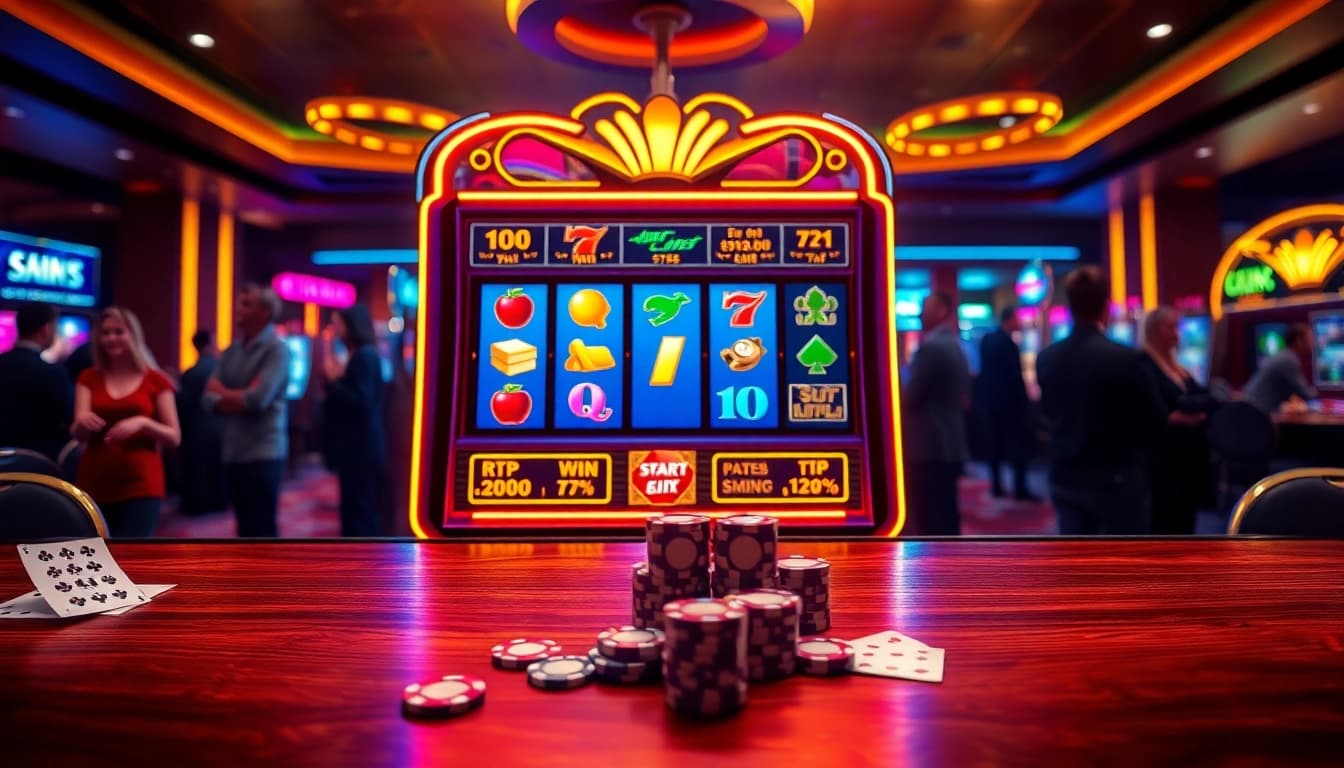 Player spinning game nổ hũ slot machine reels with high RTP visuals and vibrant winning symbols