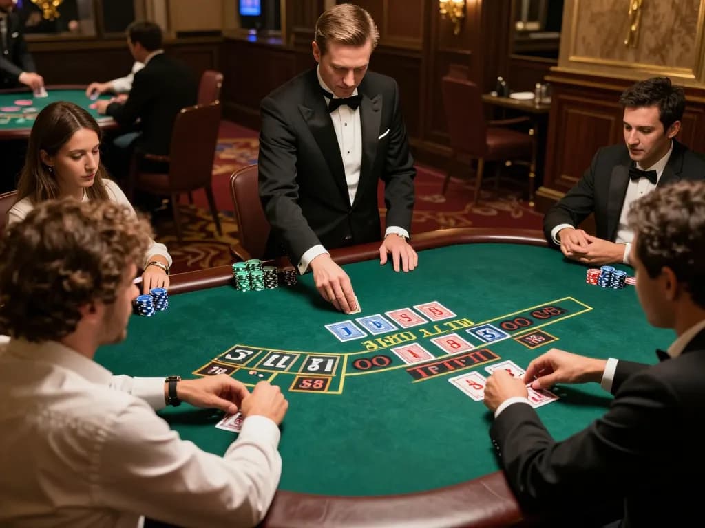Players engaging in a thrilling baccarat game at SC88 with professional dealer, showcasing strategic gameplay.