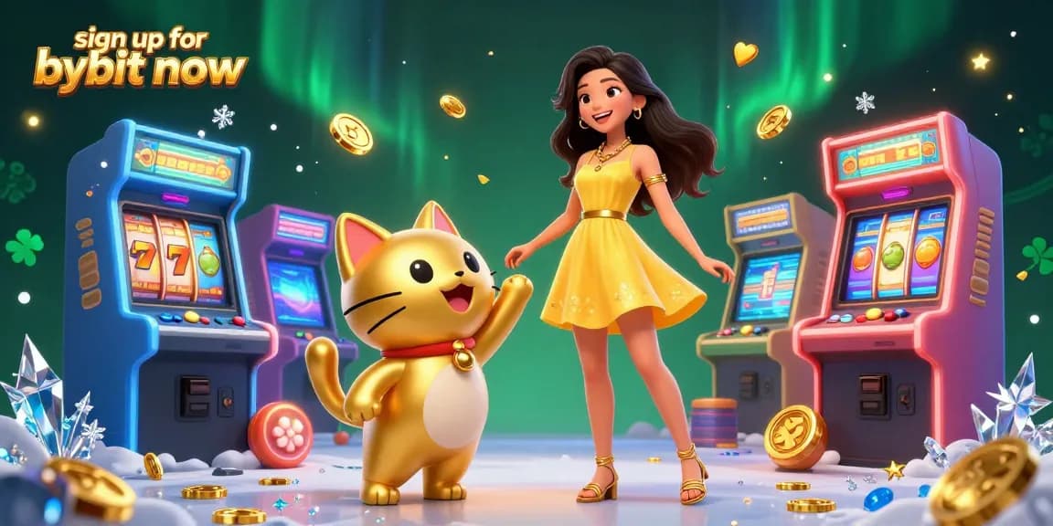 Experience gaming fun and sign up for bybit now in this vibrant 3D illustration.