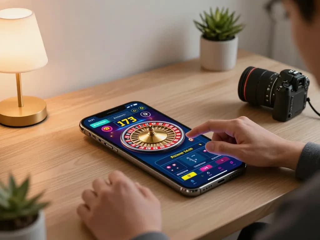 Pengalaman permainan kasino mobile Planet77 di smartphone dengan aksi roda roulette yang dinamis