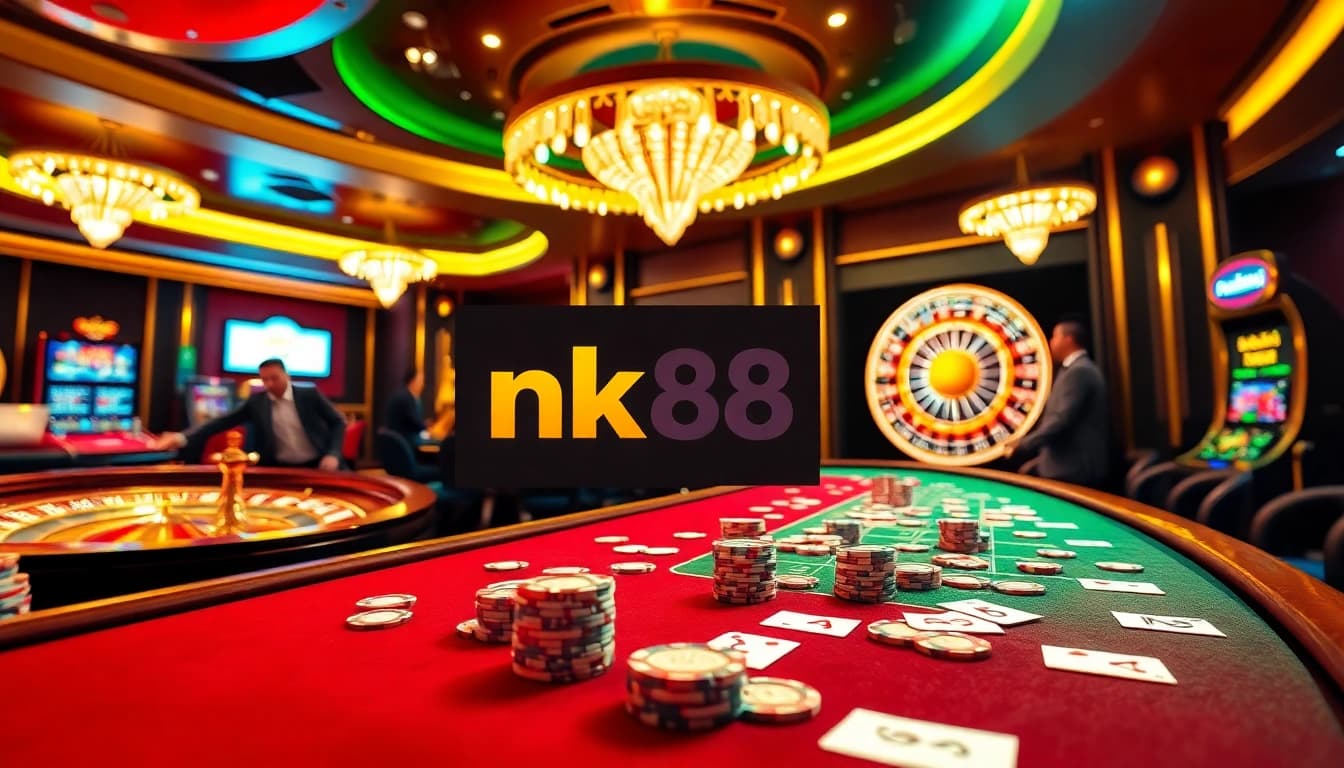 Experience thrilling gaming at nk88 with vibrant casino tables and exciting roulette action.