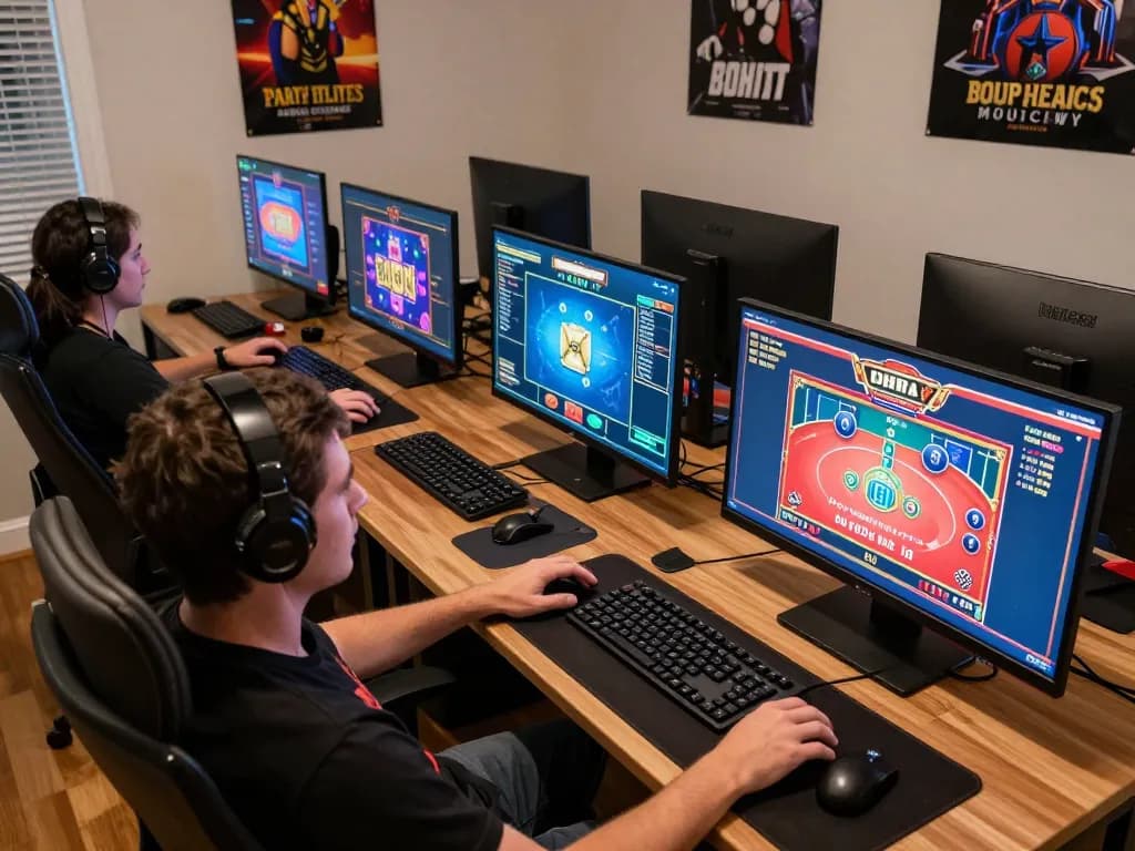 Play exciting online casino games at lucks8 with immersive gameplay graphics in a cozy home setting