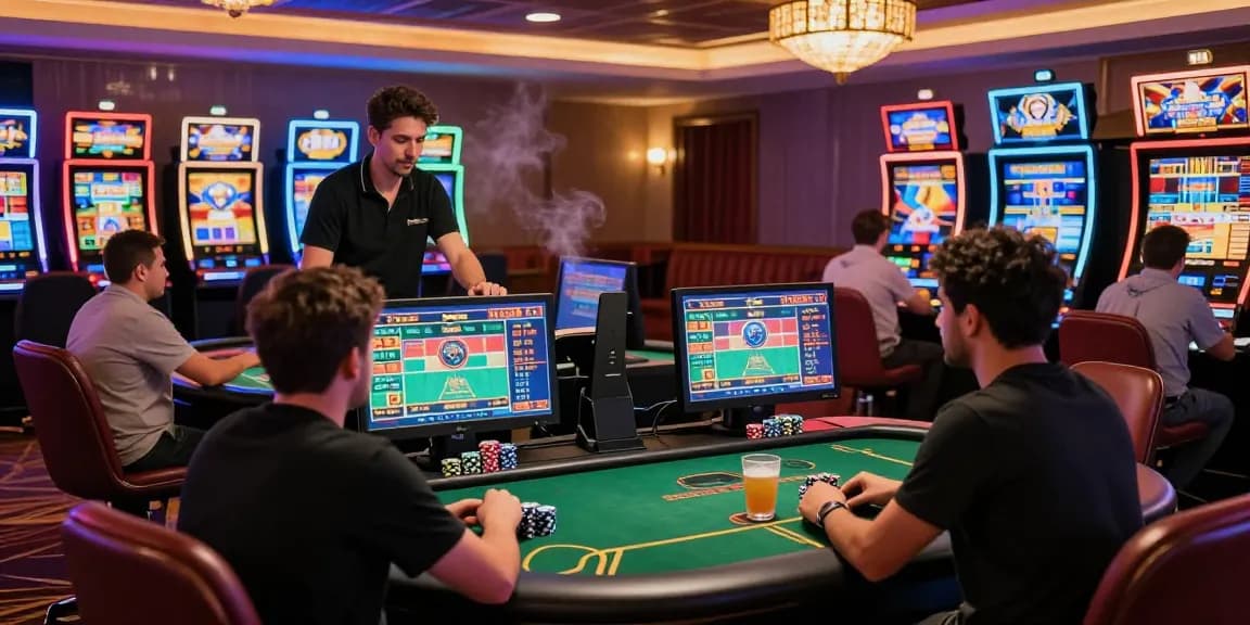 Exciting atmosphere at casino non aams gaming tables with live players and dealers.