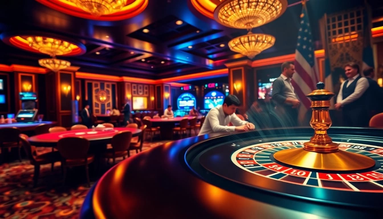 Experience the excitement of online gambling with LC88 at a luxurious casino table.